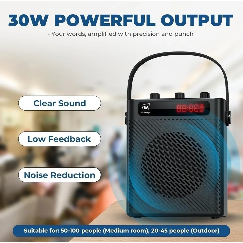 New WinBridge S93 Voice Amplifier-UHF Wireless Microphone-30W Amplification